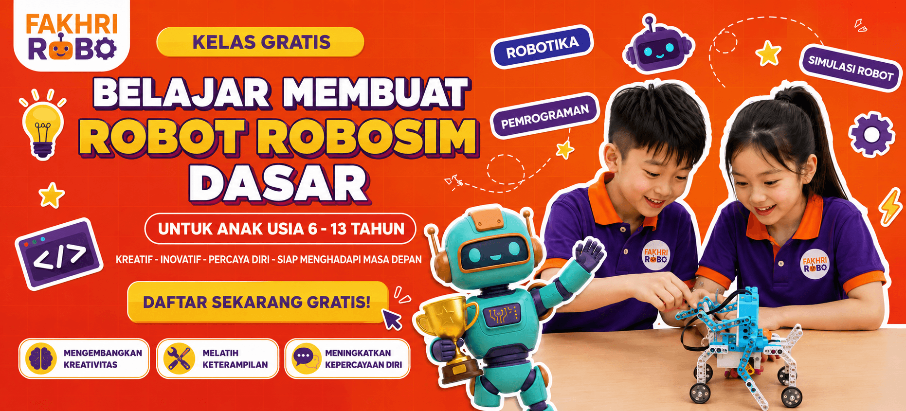 Pemrograman Robot RoboSim Dasar untuk Anak 6–13 Tahun — Fakhri